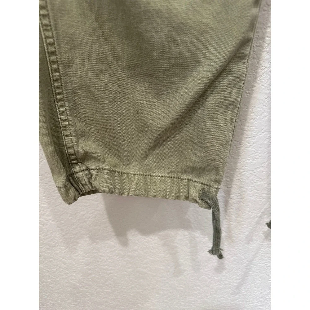 Zara Women Olive Green Cargo Pants Utility Multi Pocket Drawstring Hem Size 6